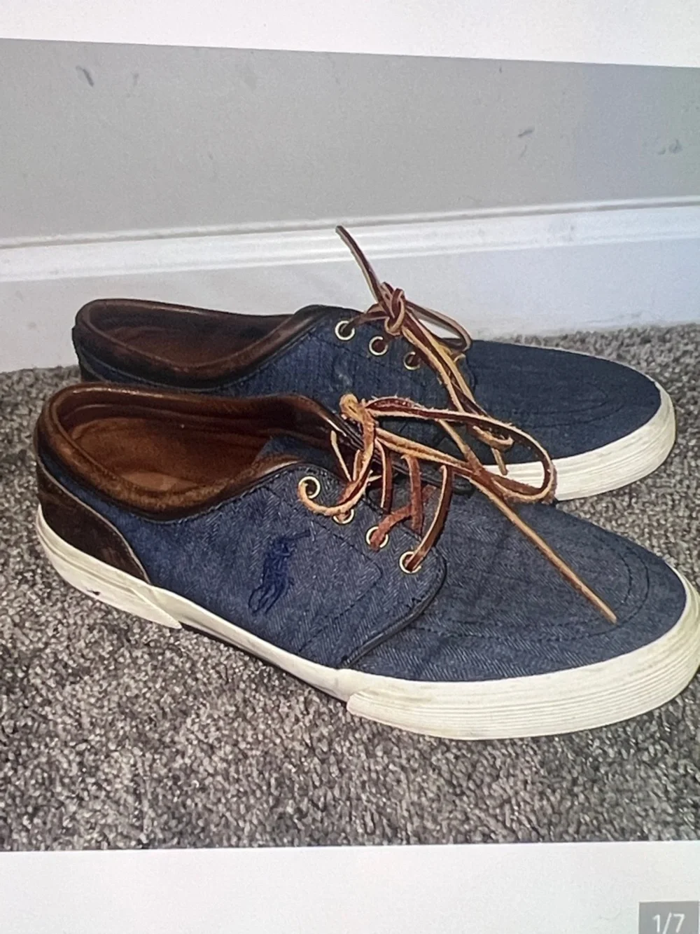 Polo Ralph Lauren Canvas Leather Shoes Size 10.5